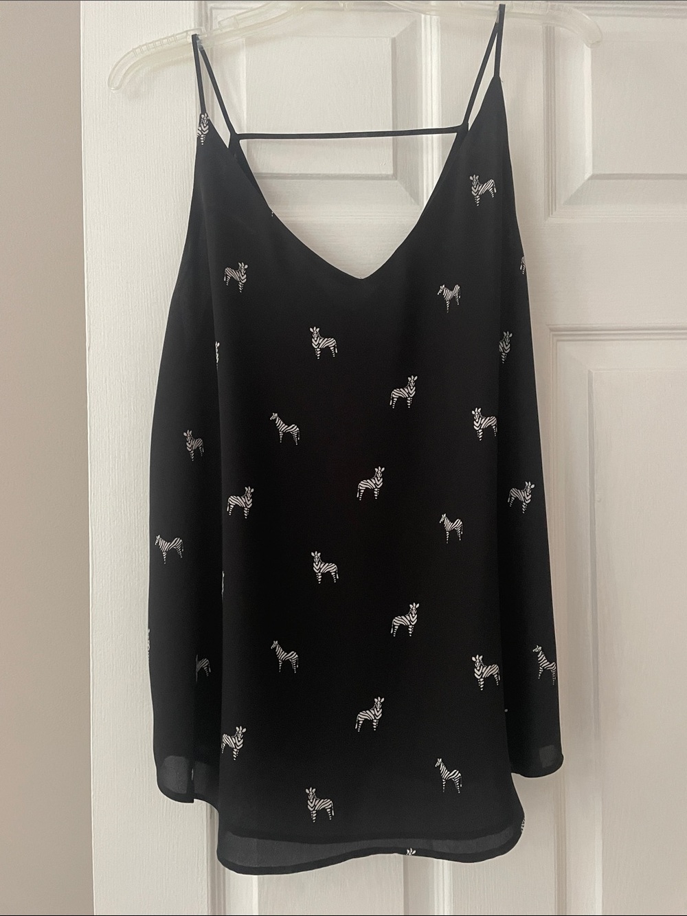 LOFT Black Zebra-Print Spaghetti Strap Cami
